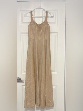 Gold Shine Strapless Evening Gown